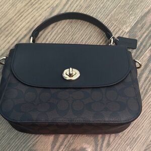 Coach Black and Brown Signature Shoulder Bag
